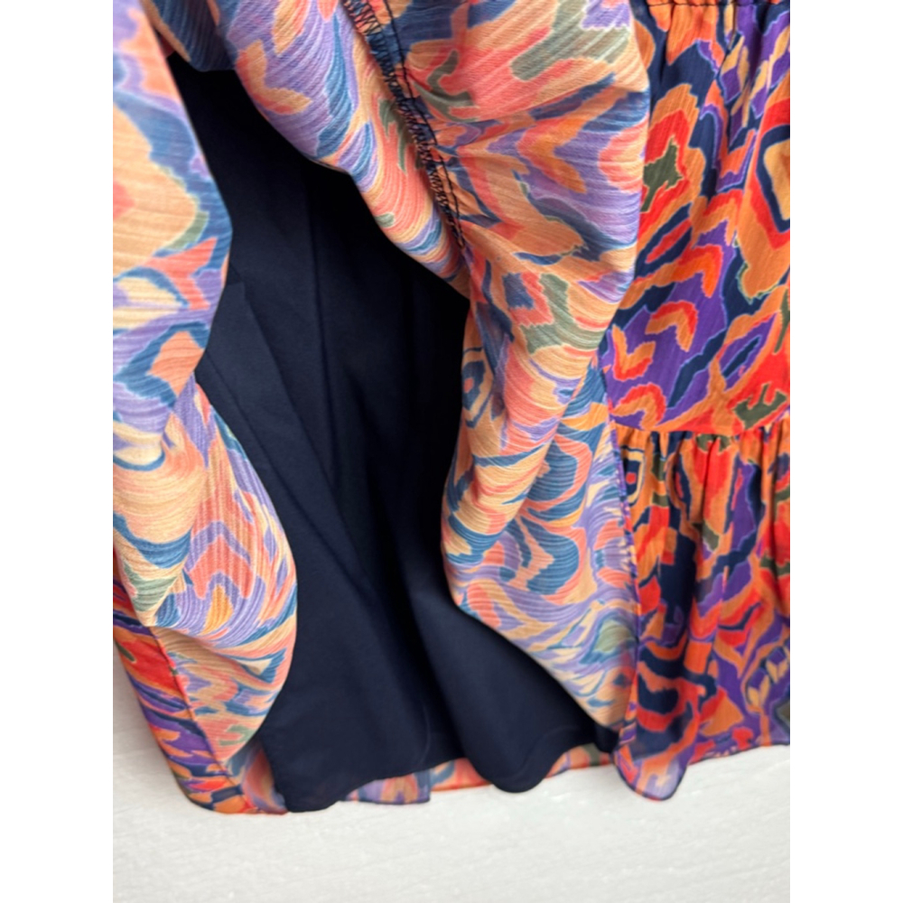 Willa Story Long Sleeve Dress Orange Purple Ikat Print size Large - Picture 7 of 12